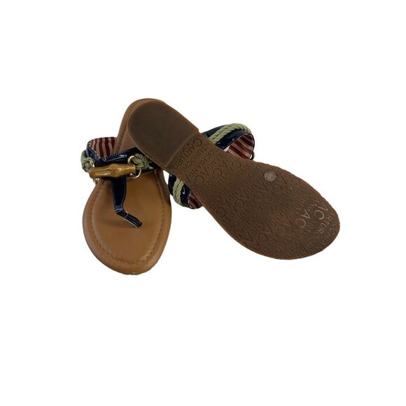 Arturo Chiang Women's Navy Rope Thong Sandals - Picture 5 of 6